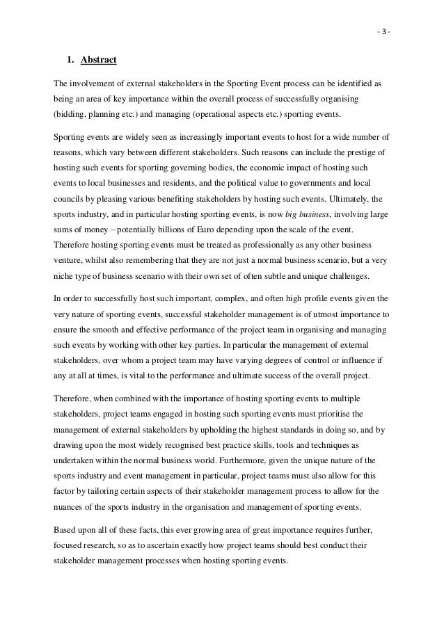 sport event management thesis